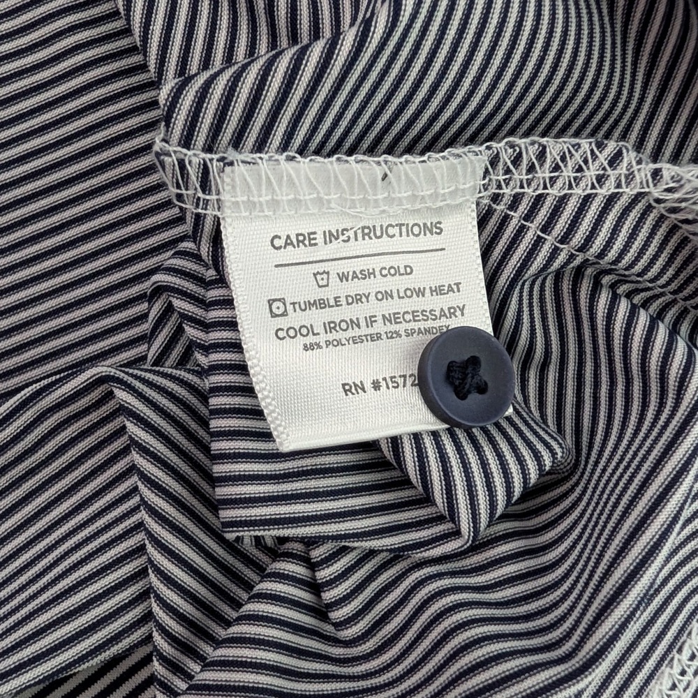 Mizzen + Main XL Classic Fit Blue White Stripe Performance Polo Golf Stretch - Picture 6 of 11